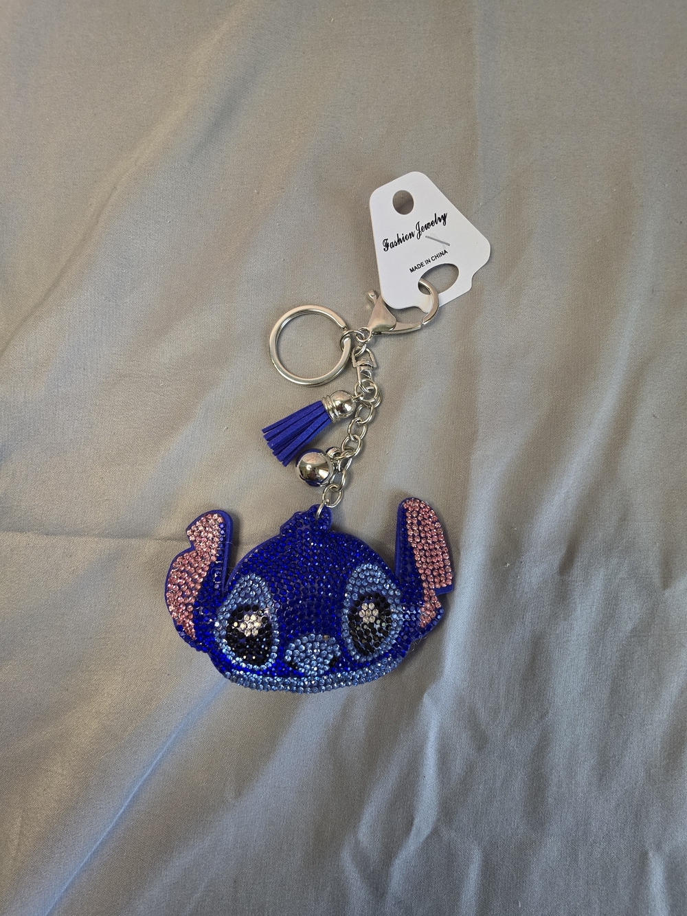 Fashion Jewelry Blue and Pink Stitch-Inspired Kids Bag Charm Keychain